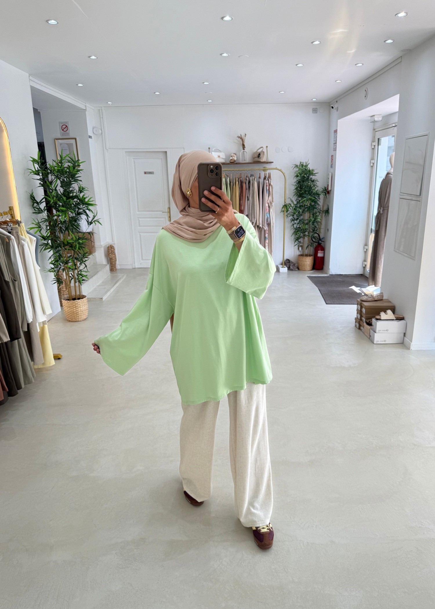 New tee shirt long vert menthe