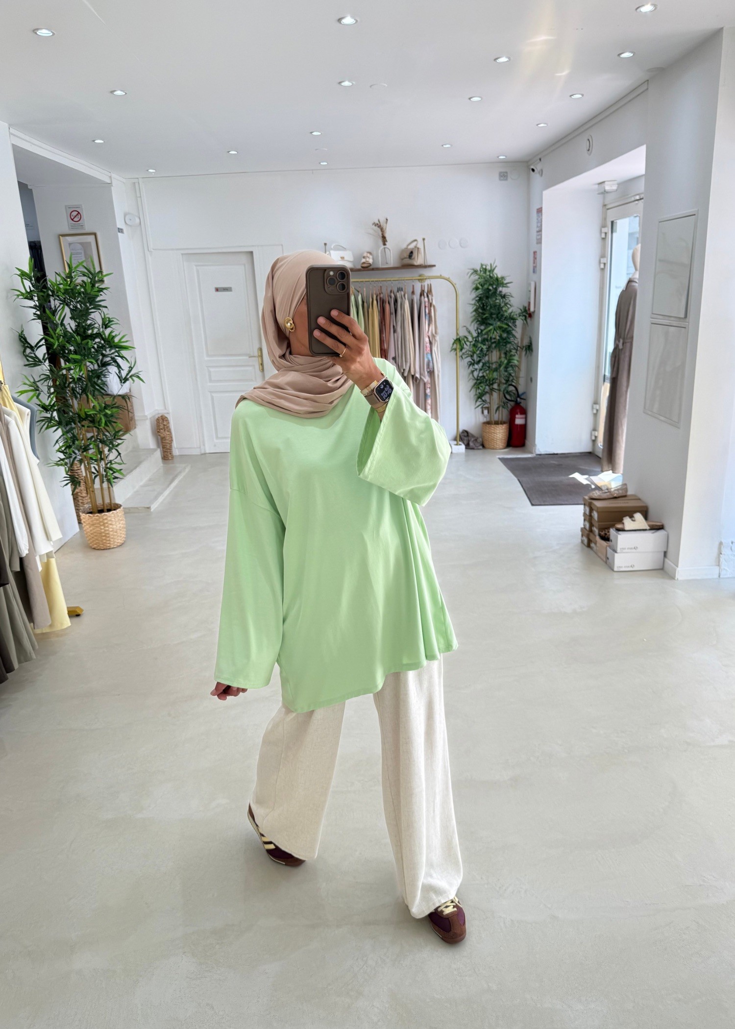 New tee shirt long vert menthe