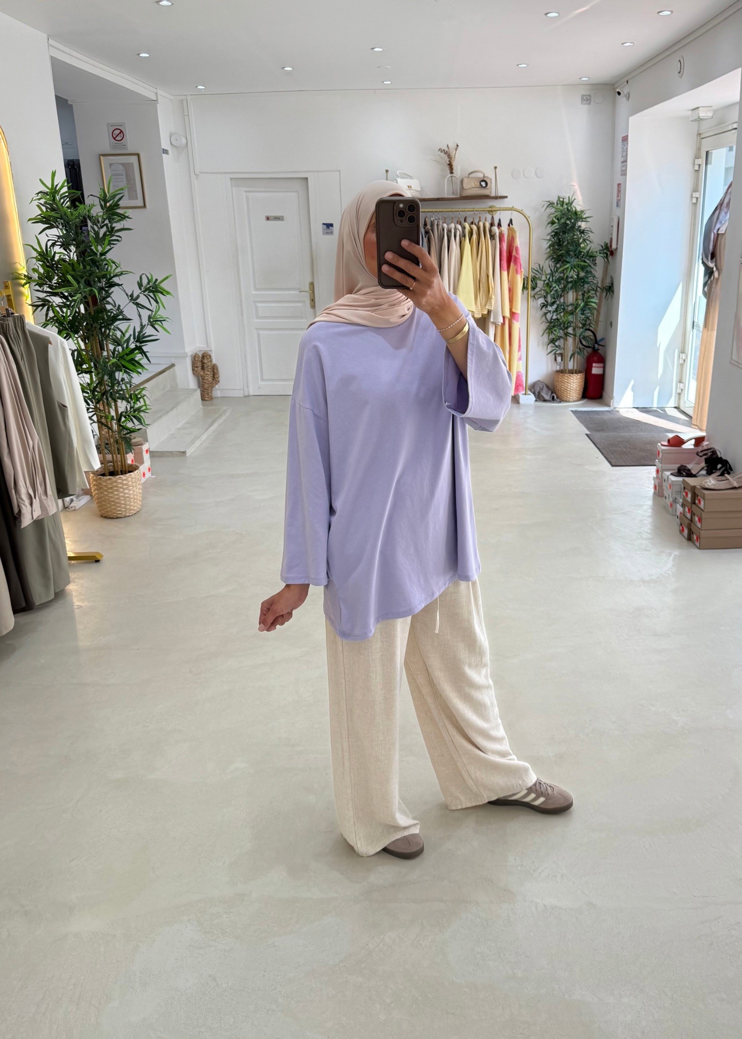 New tee shirt long Lilas