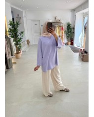 New tee shirt long Lilas