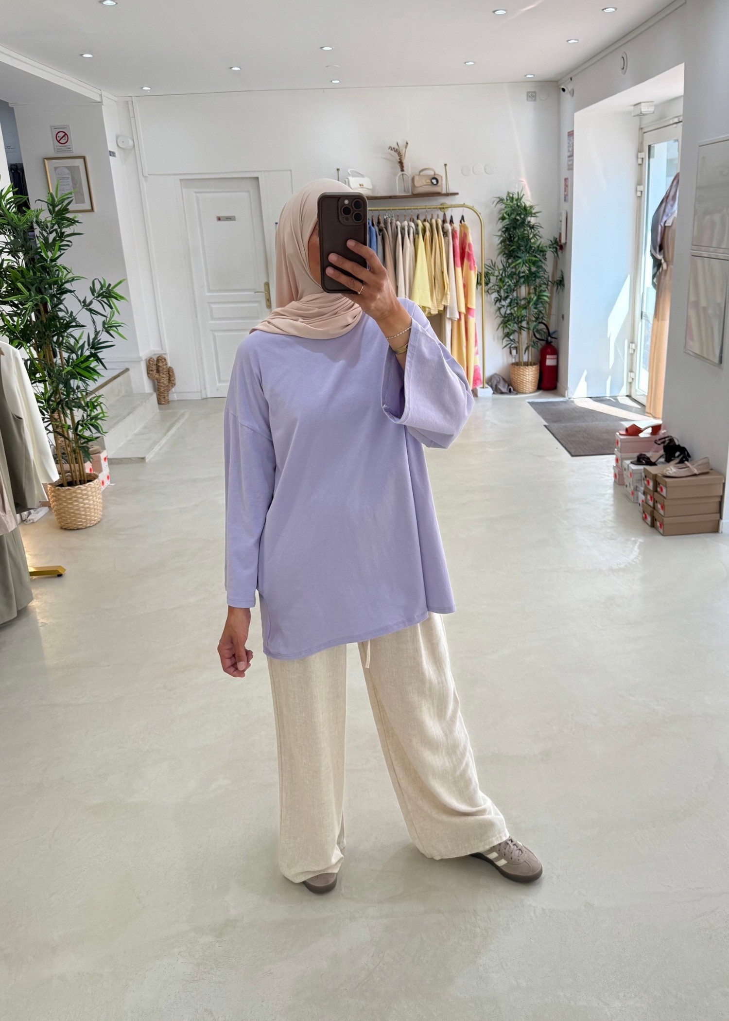 New tee shirt long Lilas