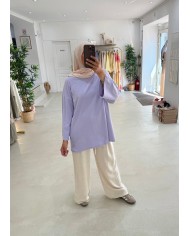 New tee shirt long Lilas