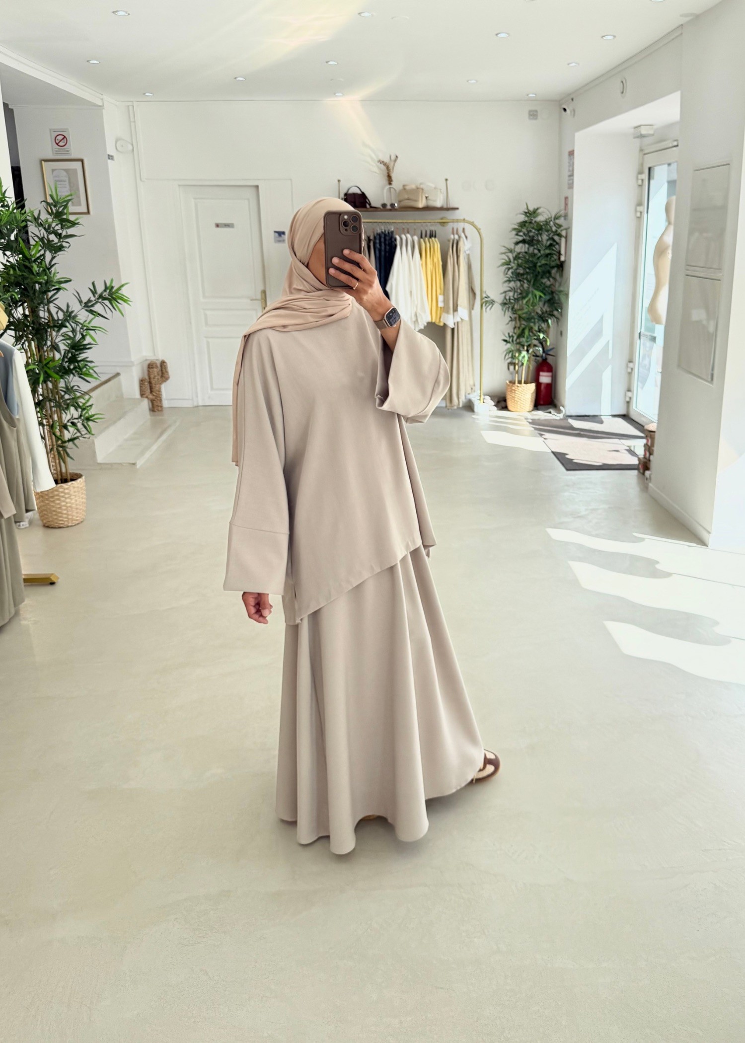 Ensemble Korean jupe grège