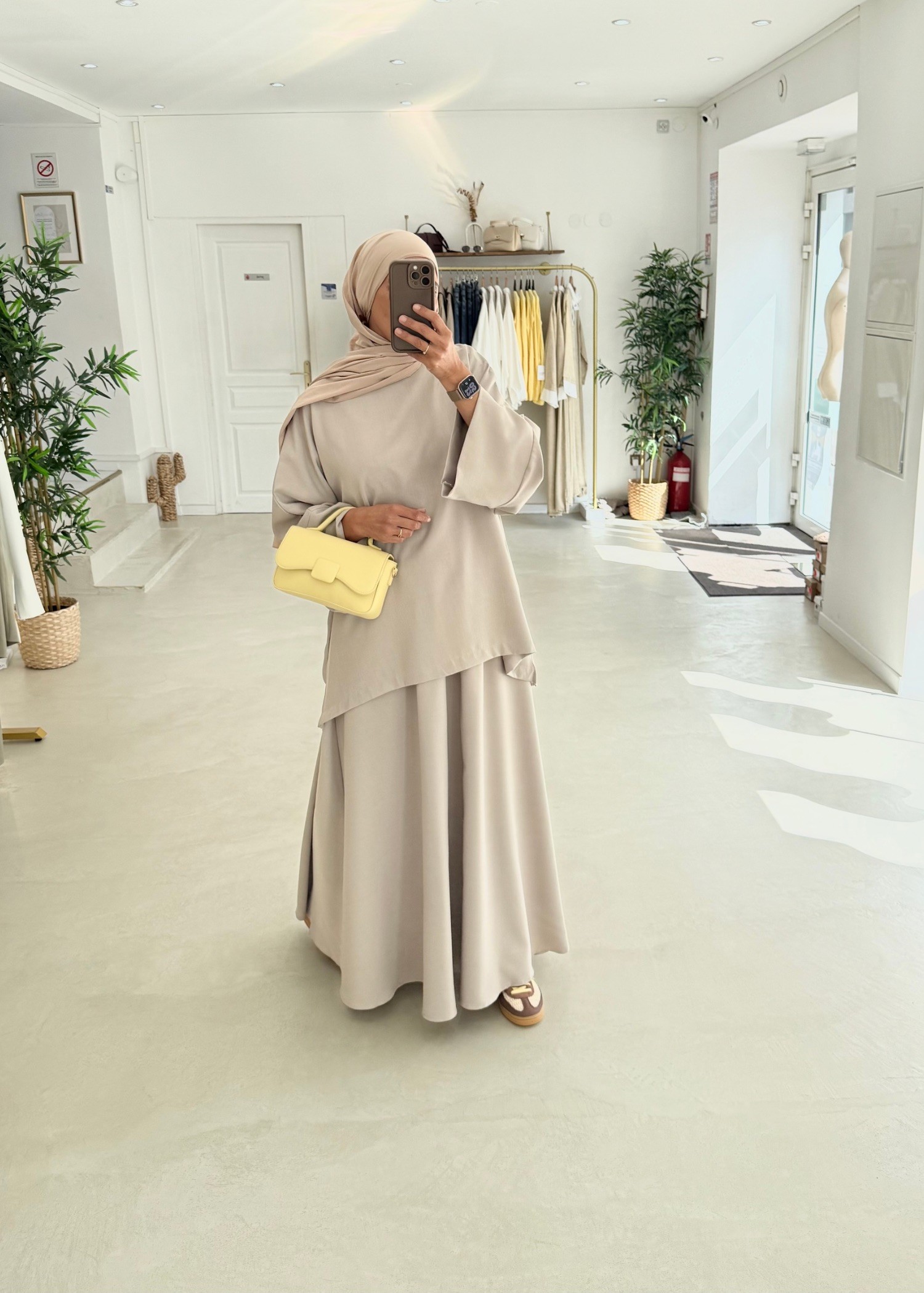 Ensemble Korean jupe grège