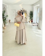 Ensemble Korean jupe grège