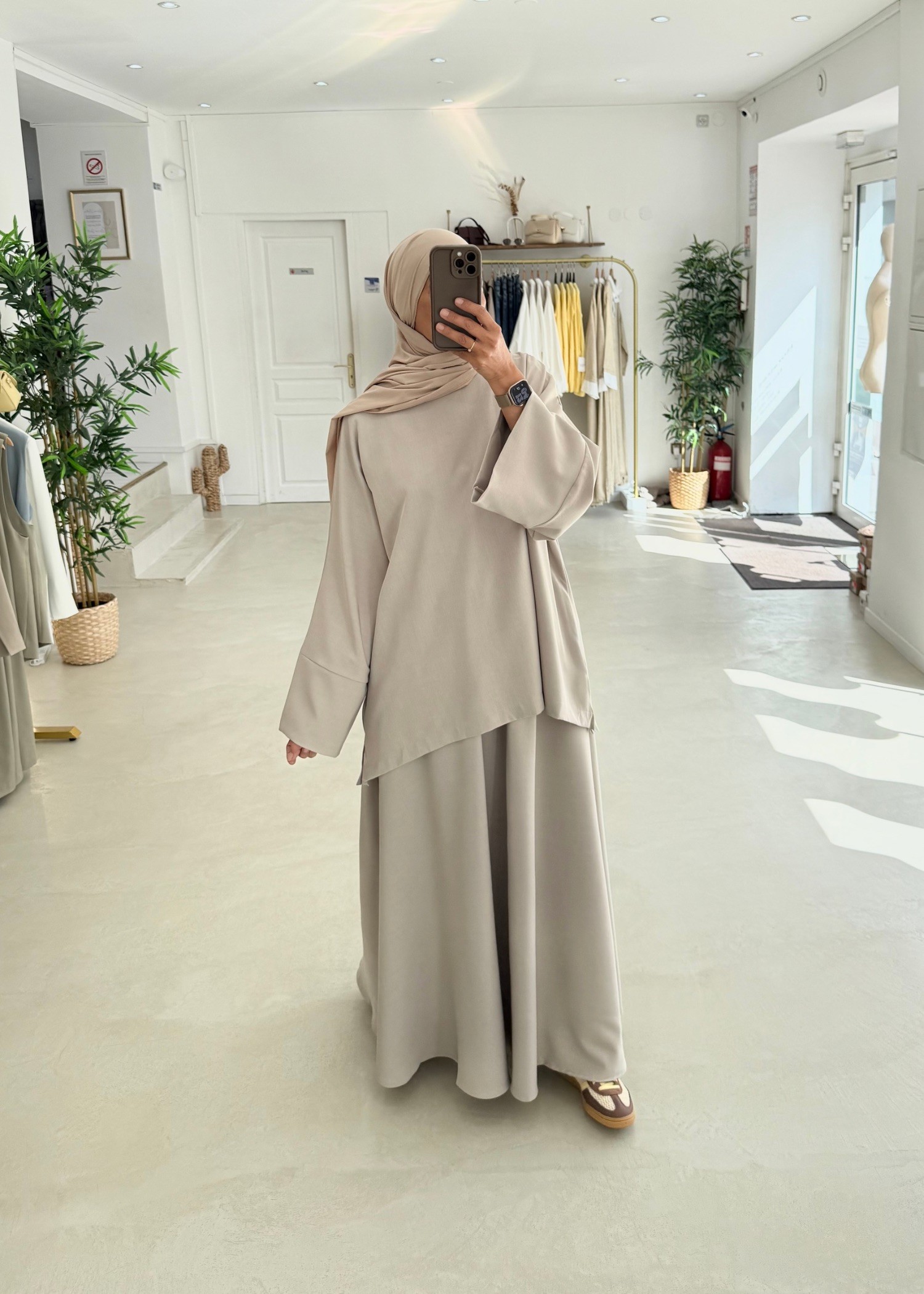 Ensemble Korean jupe grège