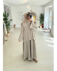 Ensemble Korean jupe grège