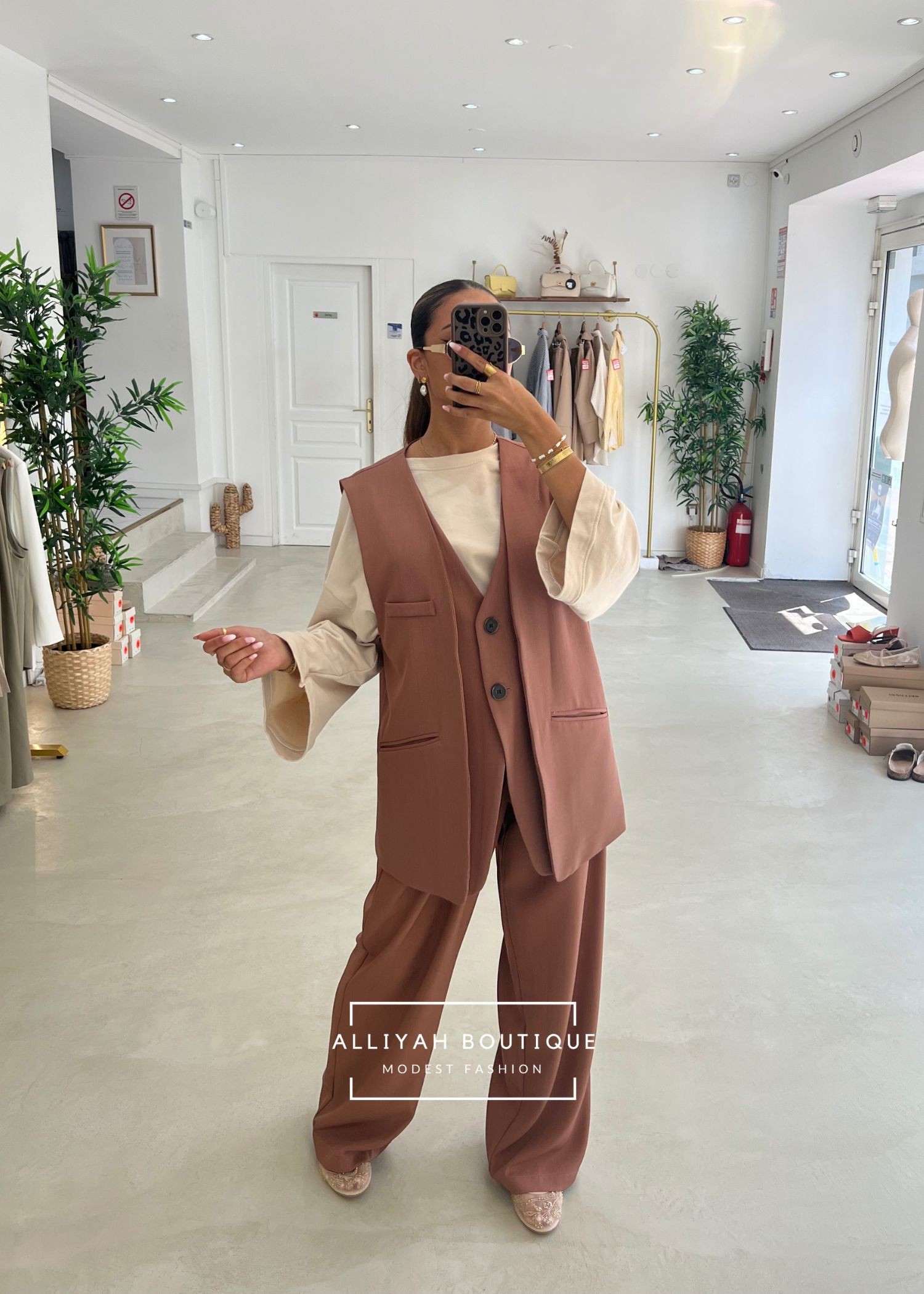 Blazer Callie sans manches terracota