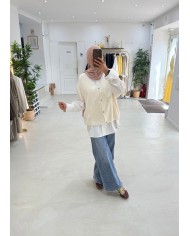 Gilet oversize sans manches crème