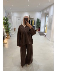 Pantalon large City chocolat Pantalon large City chocolat