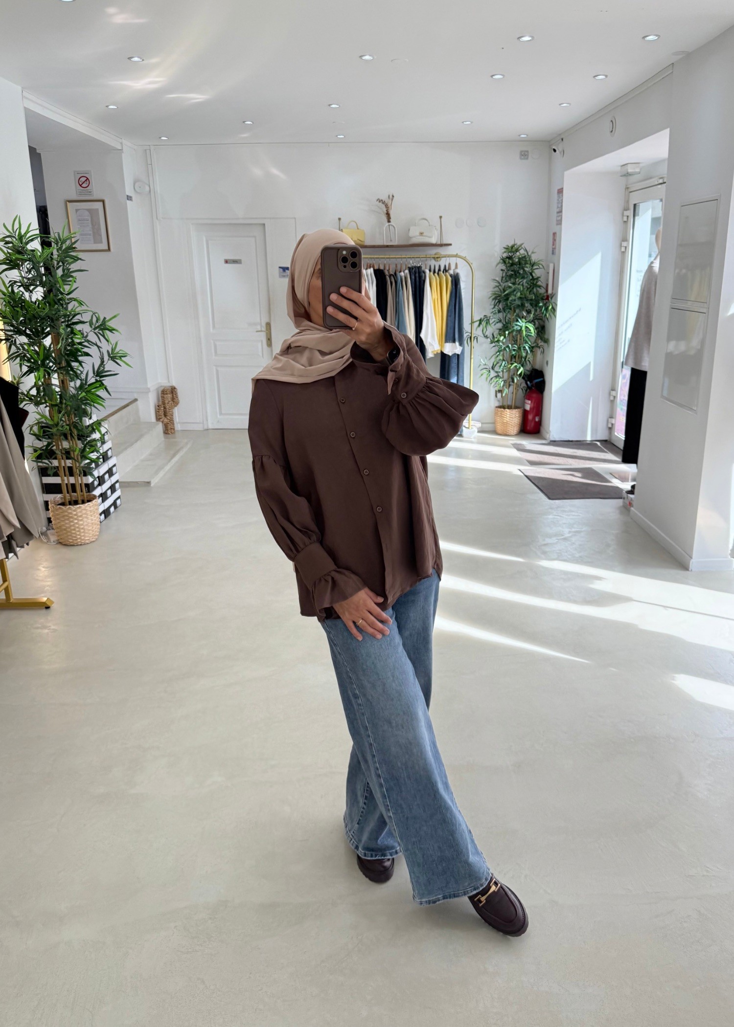 Chemise flowy chocolat