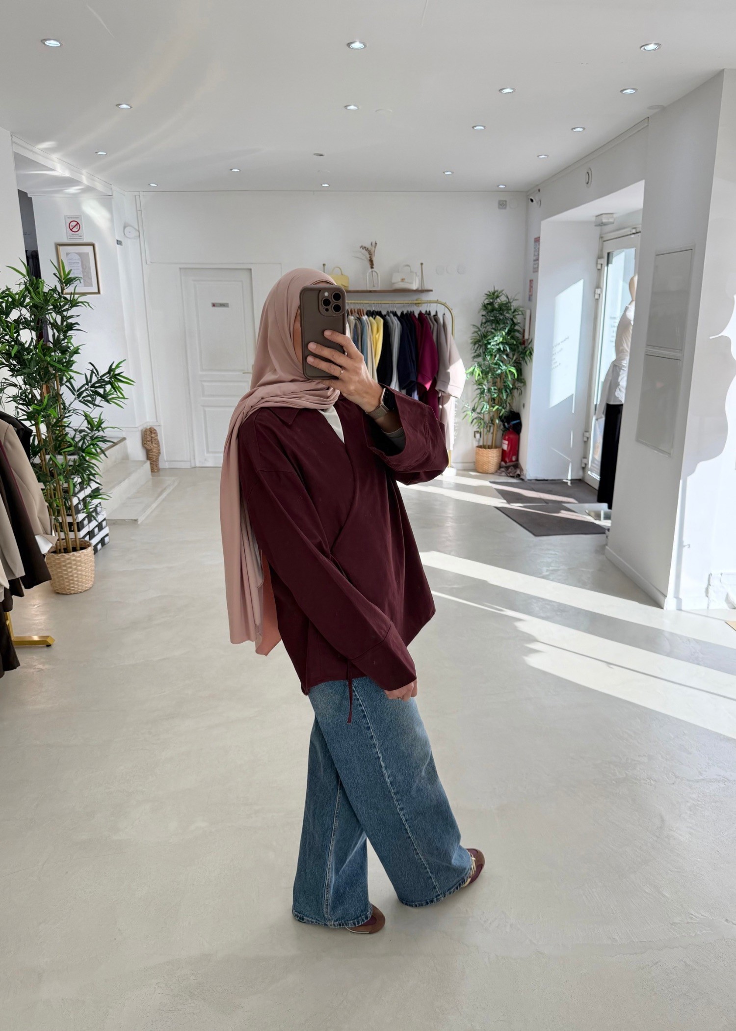 Haut cache cœur prune