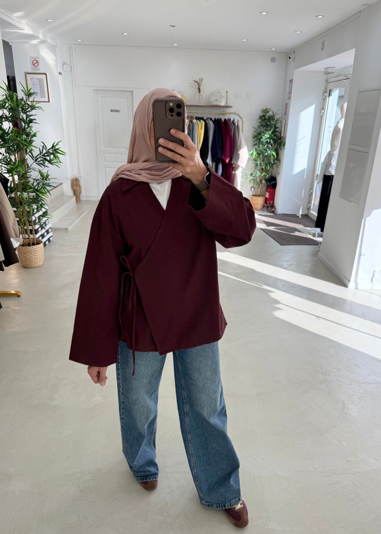 Haut cache cœur prune