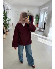 Haut cache cœur prune