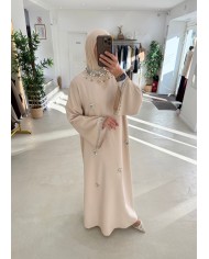 Kimono brocard floral bleu