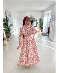 Kimono brocard floral bleu