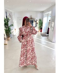 Kimono brocard floral rouge