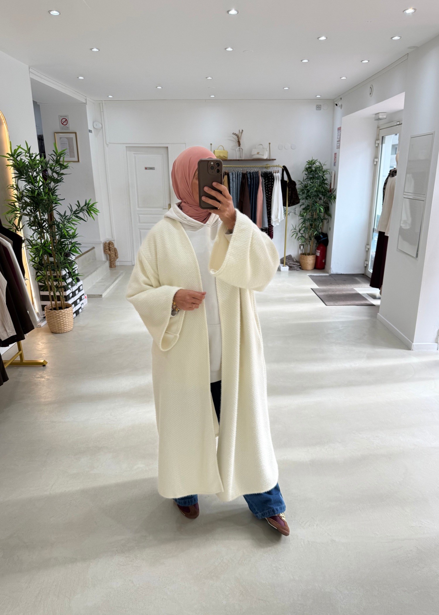 Gilet long cozy blanc cassé Gilet long cozy blanc cassé