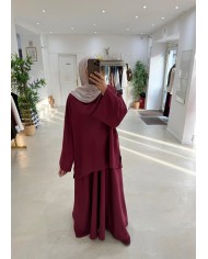 Ensemble Korean jupe bordeaux