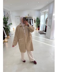 Veste oversize Teddy beige Veste oversize Teddy beige