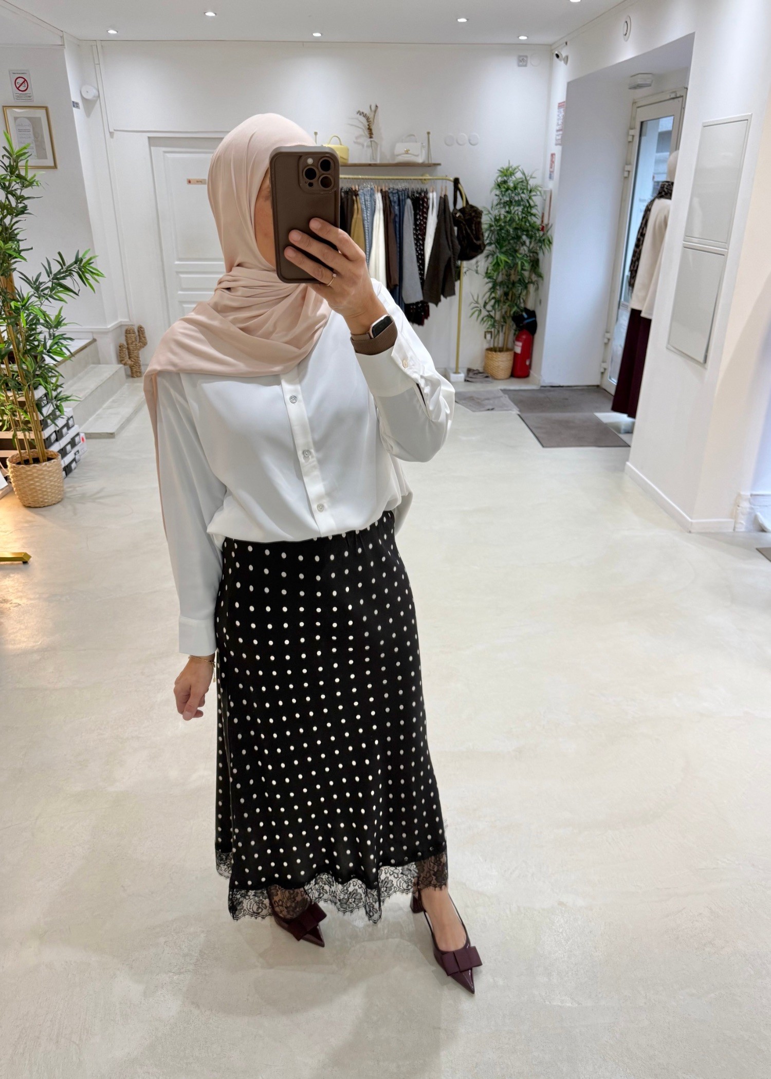 Jupe à pois et dentelle ( 3coloris) Jupe à pois et dentelle ( 3coloris)