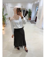 Jupe à pois et dentelle ( 3coloris) Jupe à pois et dentelle ( 3coloris)