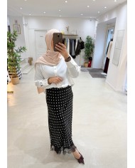 Jupe à pois et dentelle ( 3coloris) Jupe à pois et dentelle ( 3coloris)