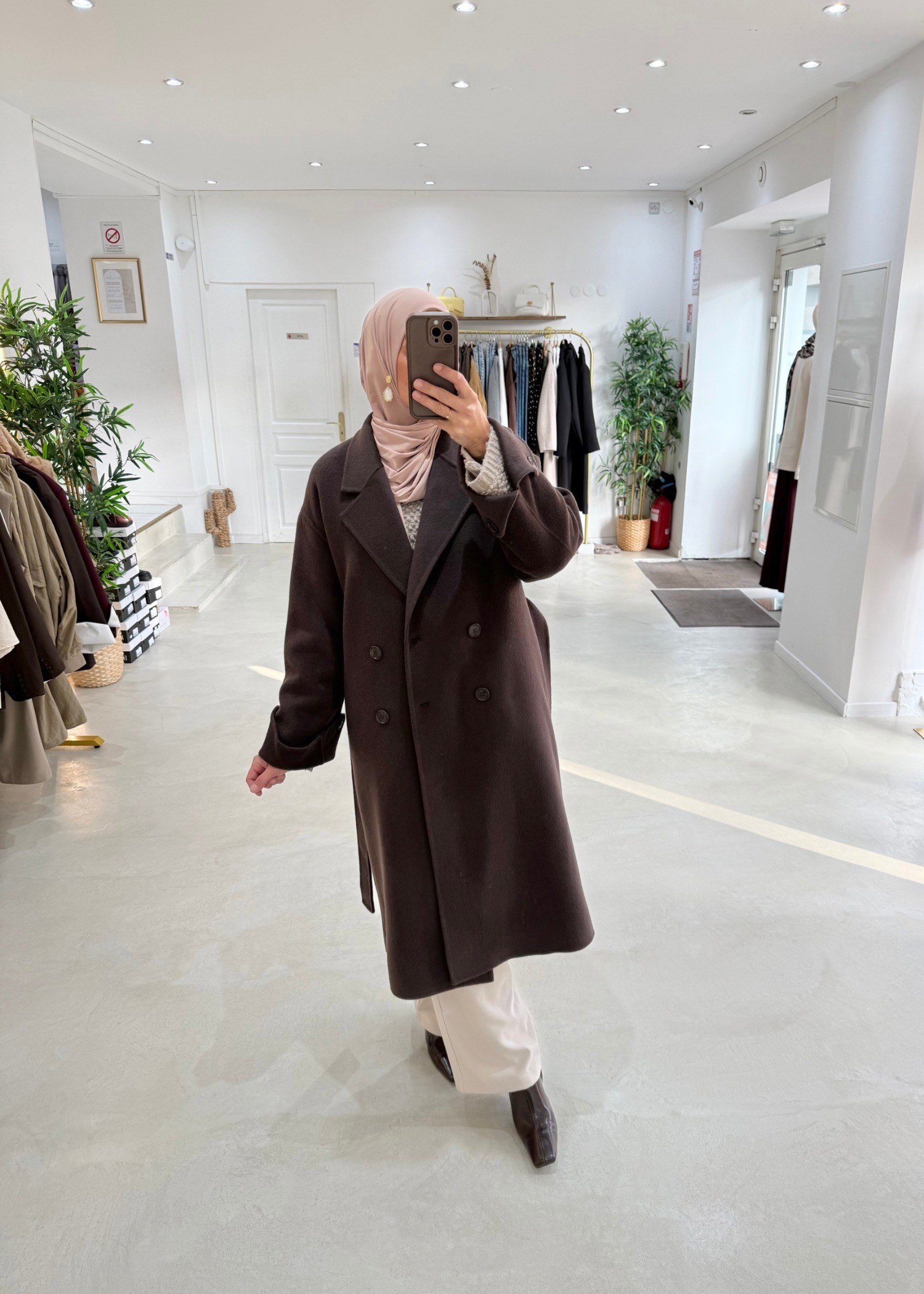 Manteau Belt Chocolat laine premium