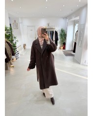 Manteau Belt Chocolat laine premium