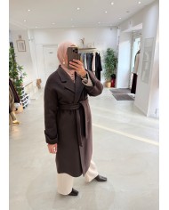 Manteau Belt Chocolat laine premium