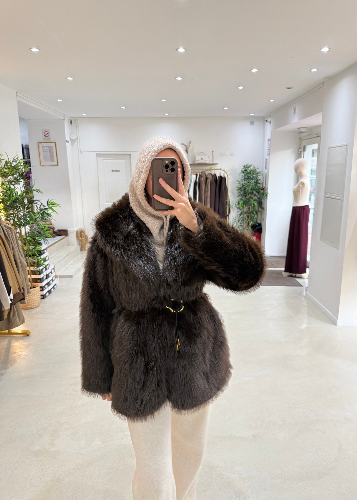 Manteau fourrure chocolat