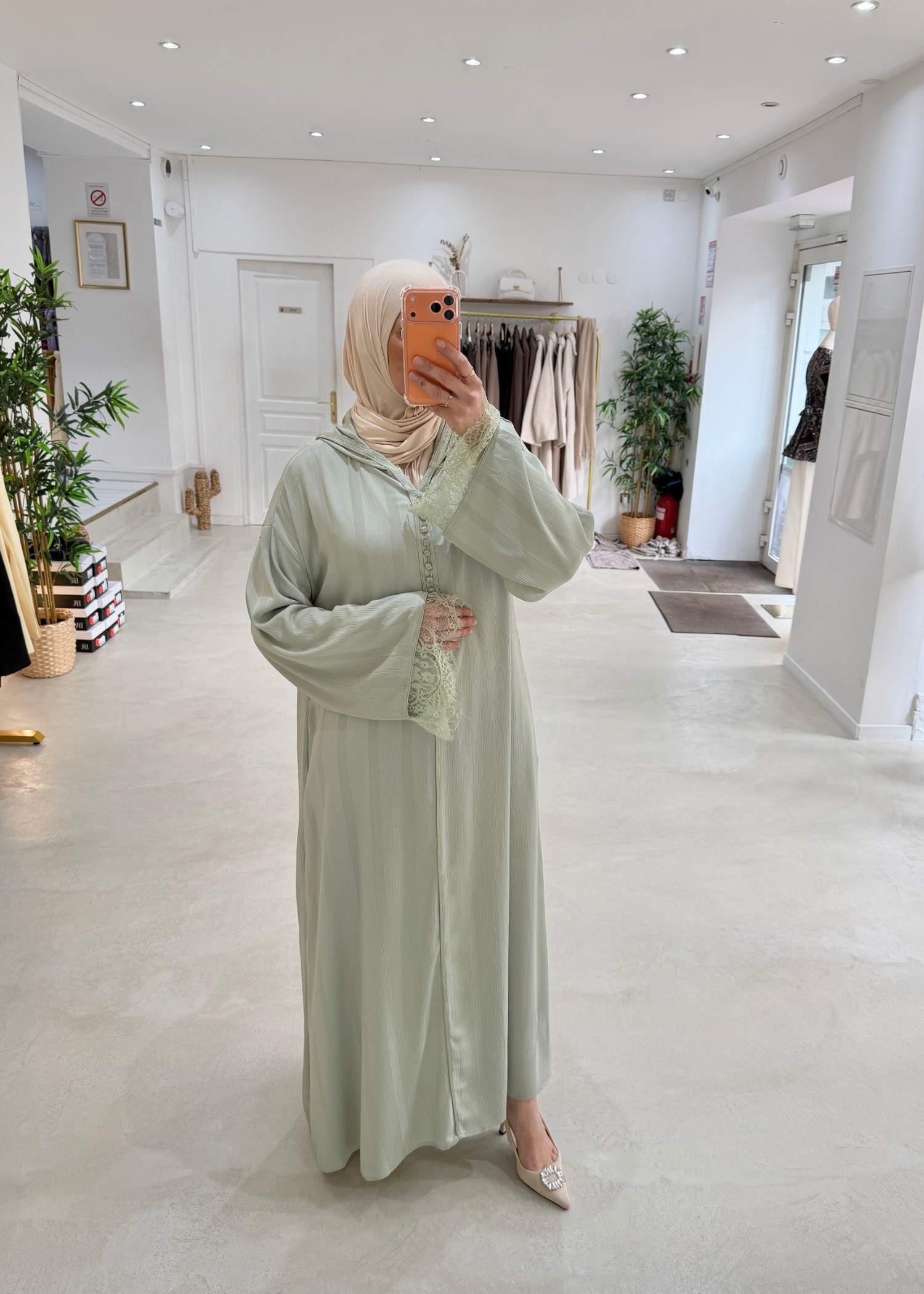 Abaya Layali vert d'eau