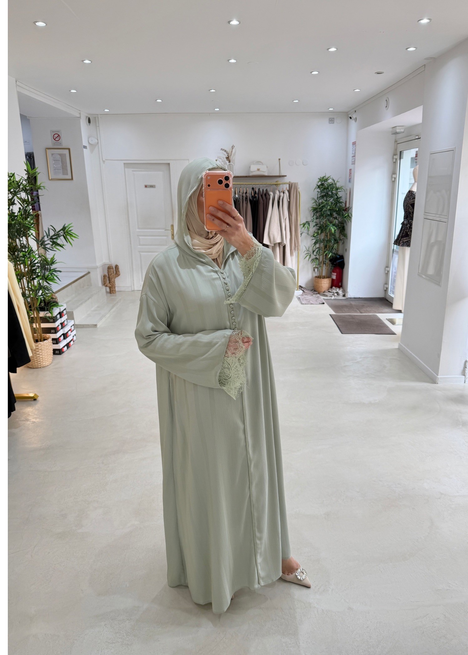 Abaya Layali vert d'eau