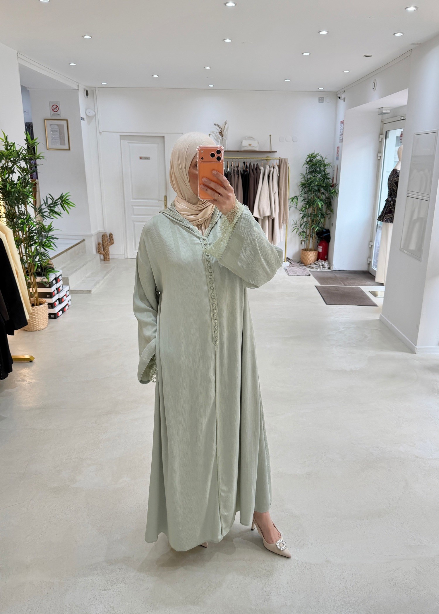 Abaya Layali vert d'eau