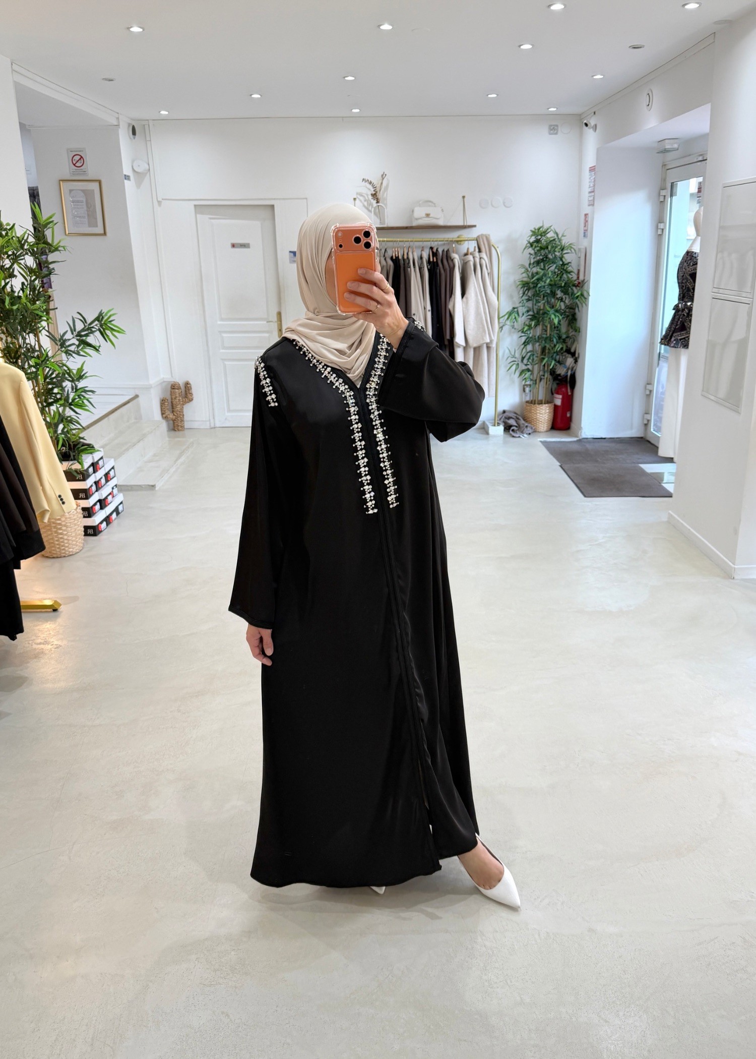 Abaya Elya noir a strass