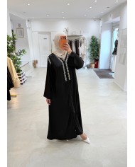 Abaya Elya noir a strass