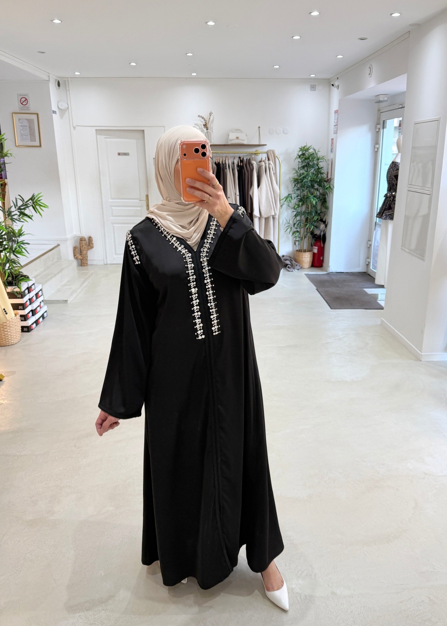 Abaya Elya noir a strass