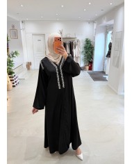 Abaya Elya noir a strass