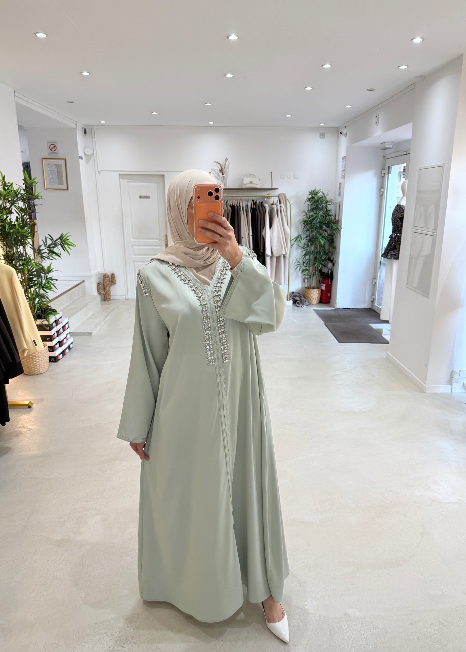 Abaya Elya vert d'eau