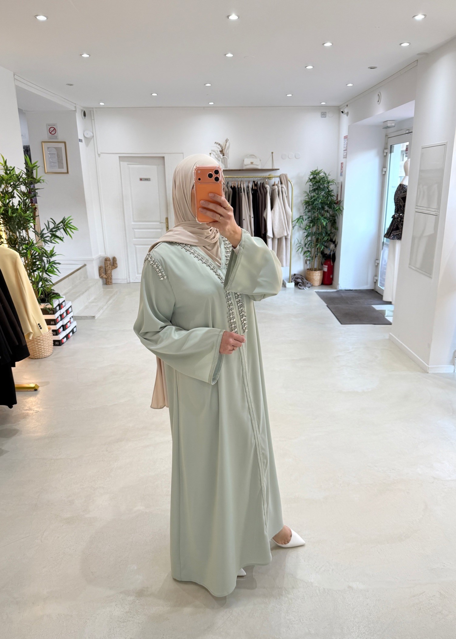 Abaya Elya vert d'eau
