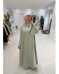 Abaya Jawhara vert d'eau