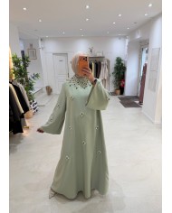 Abaya Jawhara vert d'eau