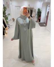 Abaya Taj Al Noor vert sauge