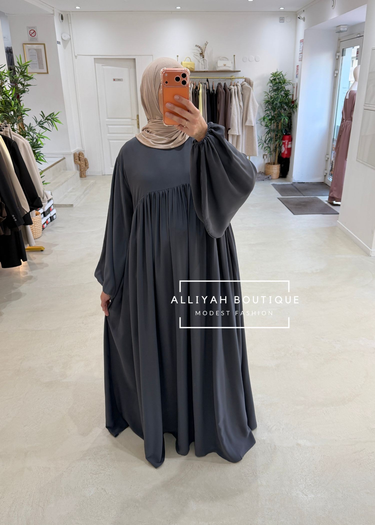 Abaya ballon gris foncé