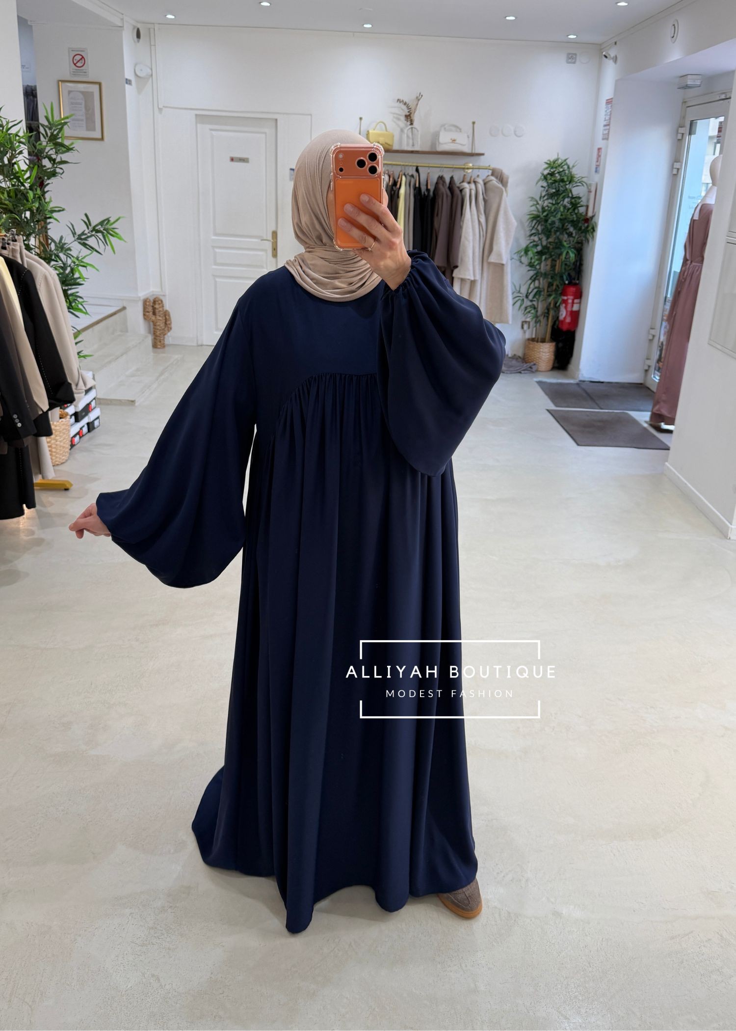 Abaya ballon bleu marine