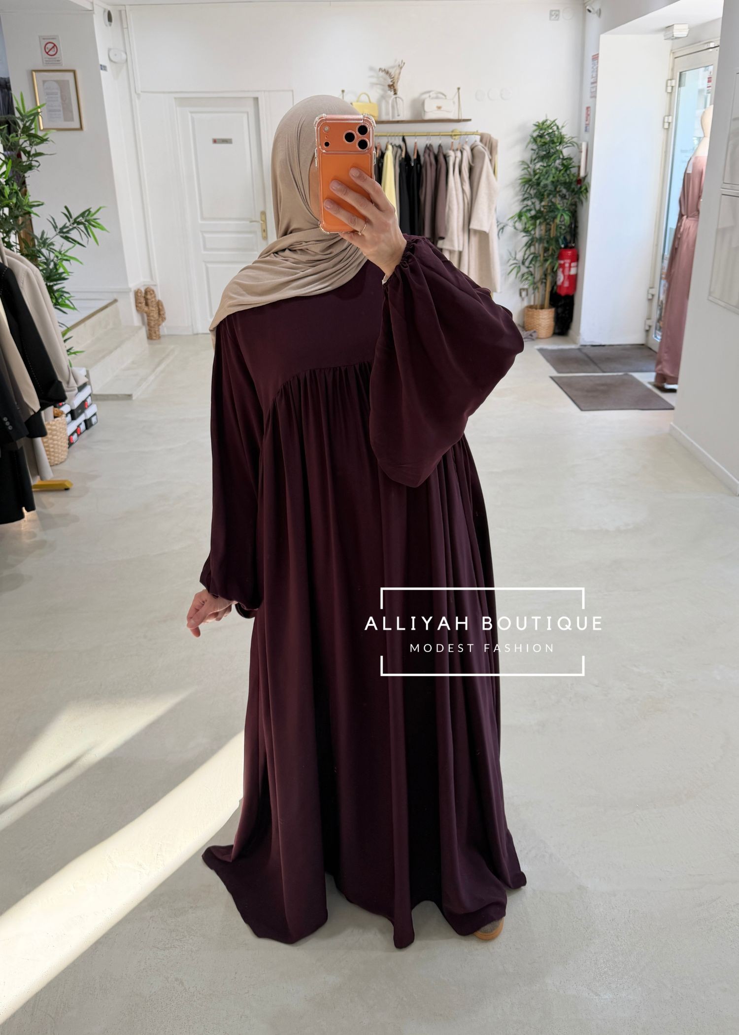 Abaya ballon prune