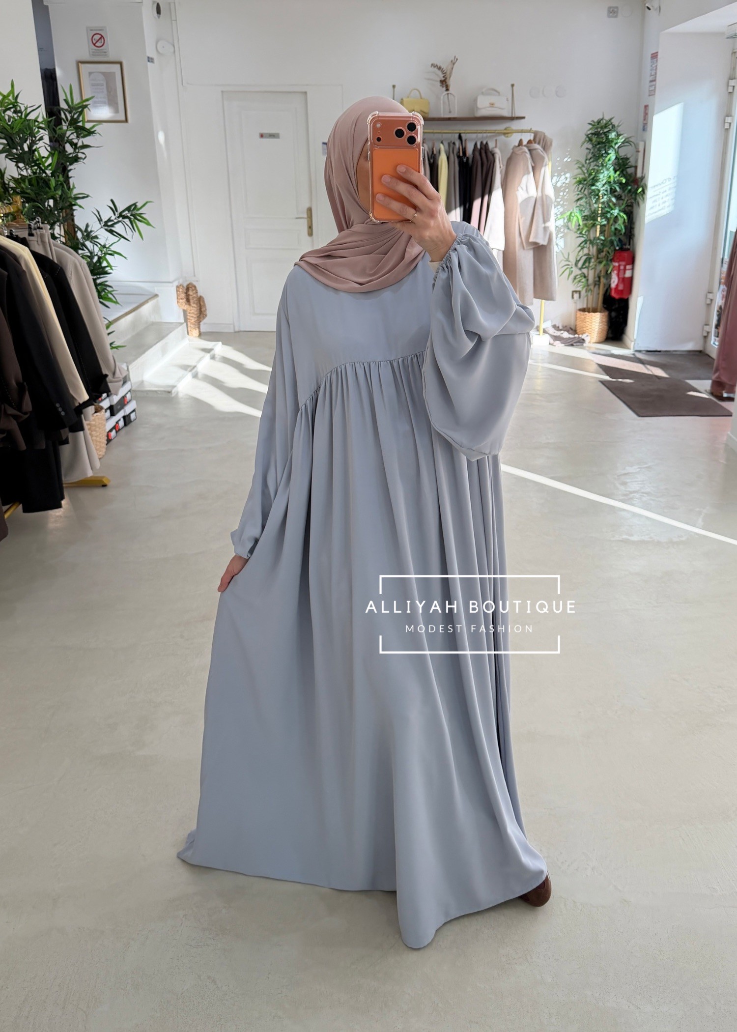Abaya ballon gris clair