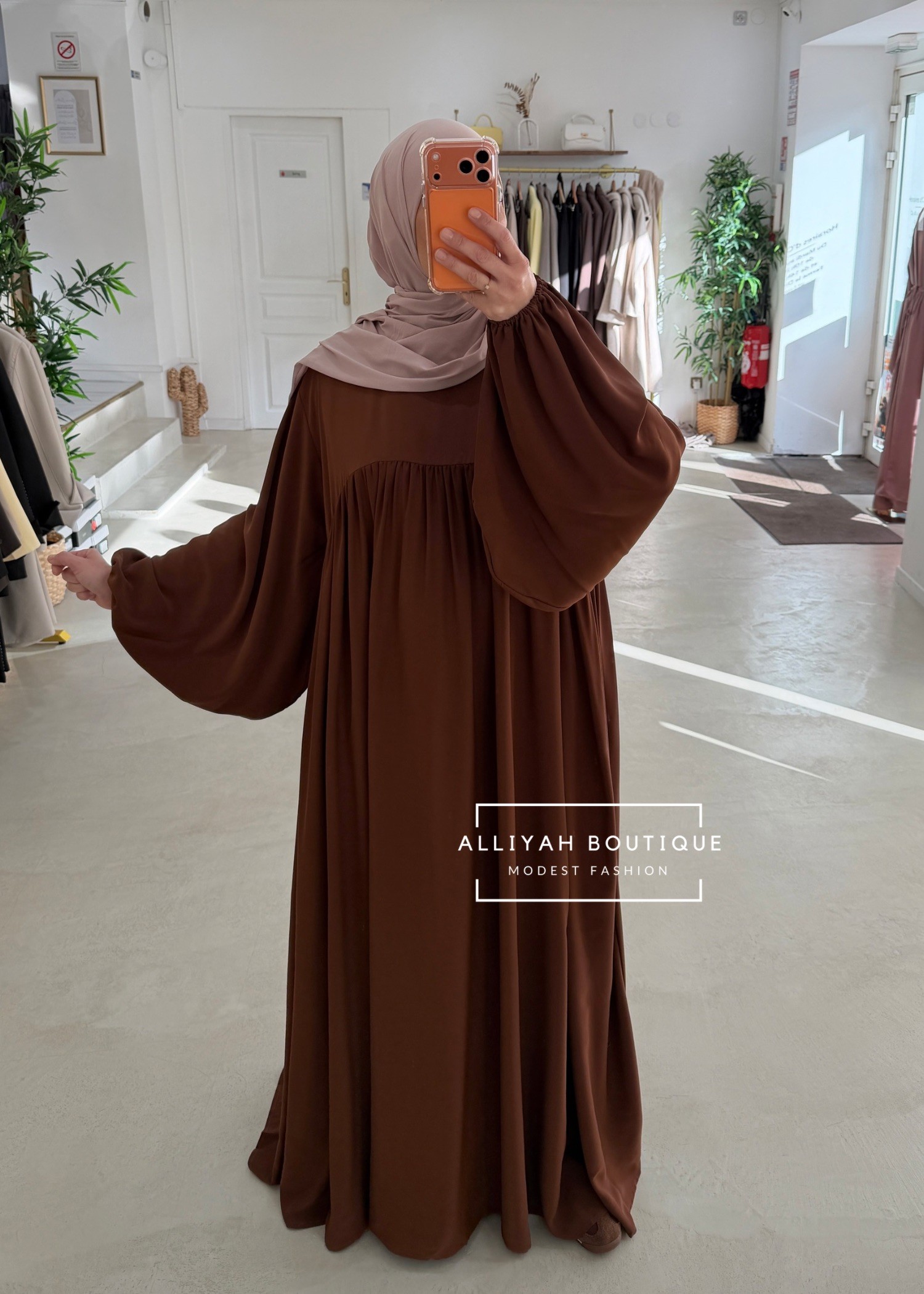 Abaya ballon caramel foncé