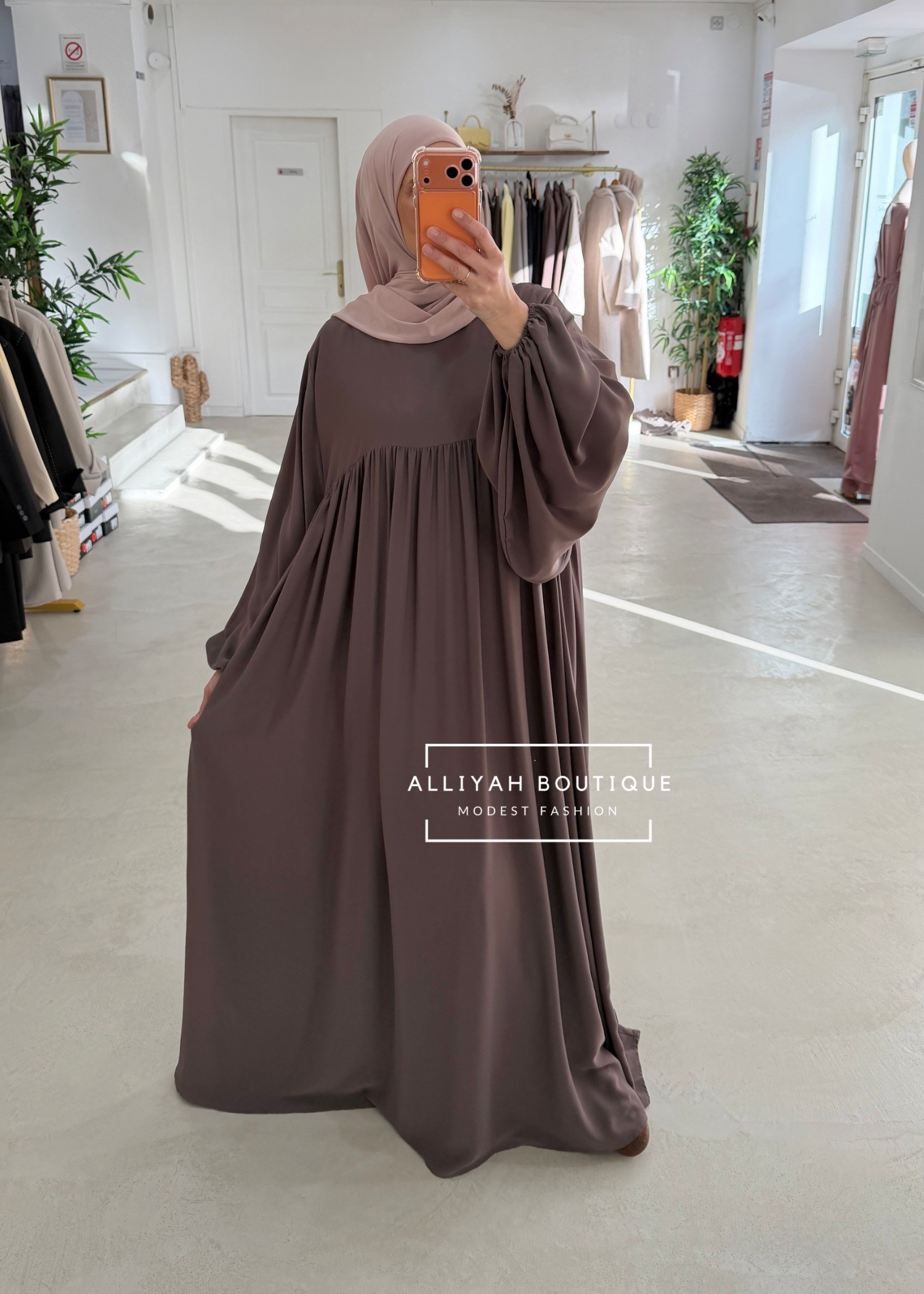 Abaya ballon choco/taupe