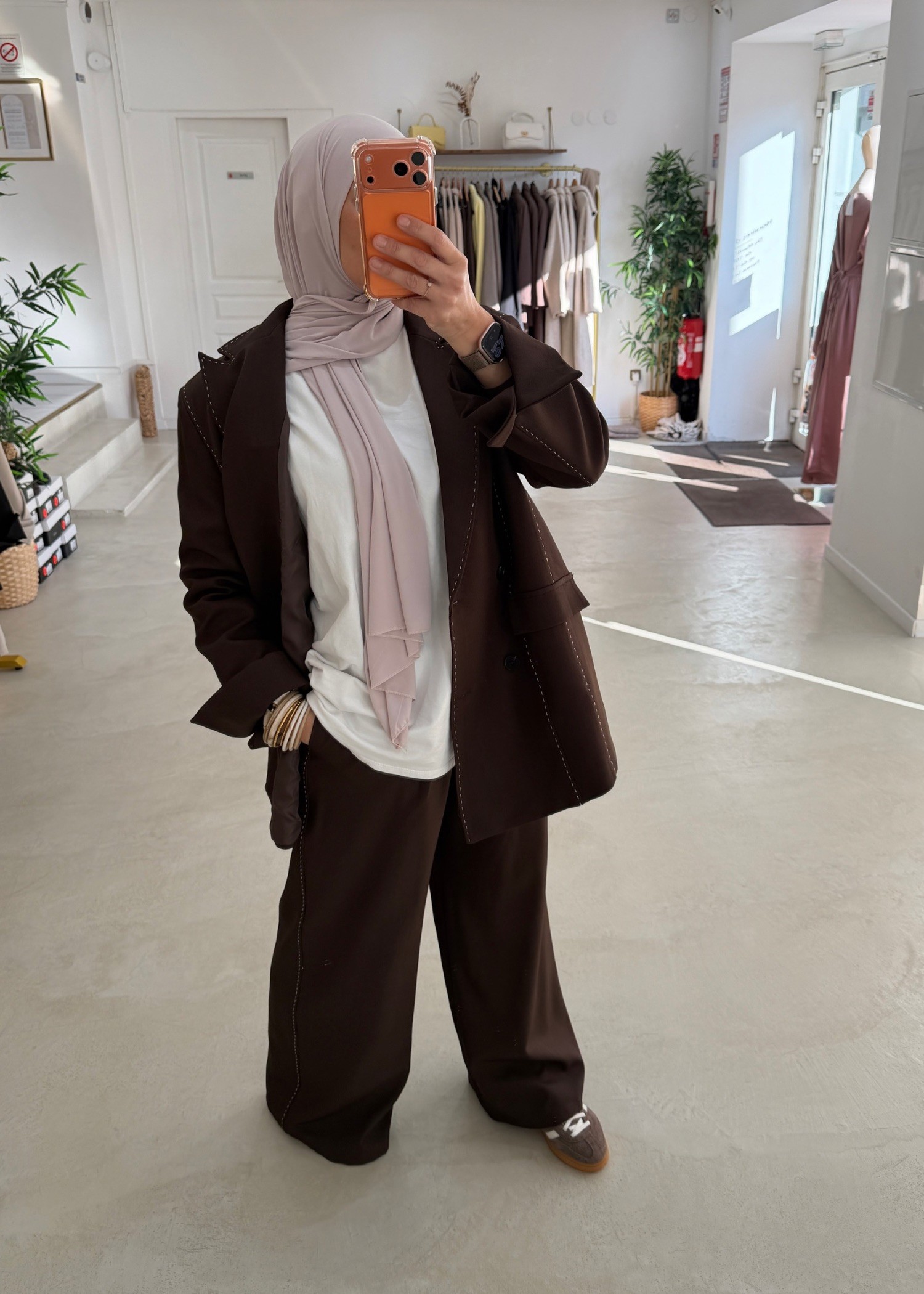 Blazer surpiqûres chocolat